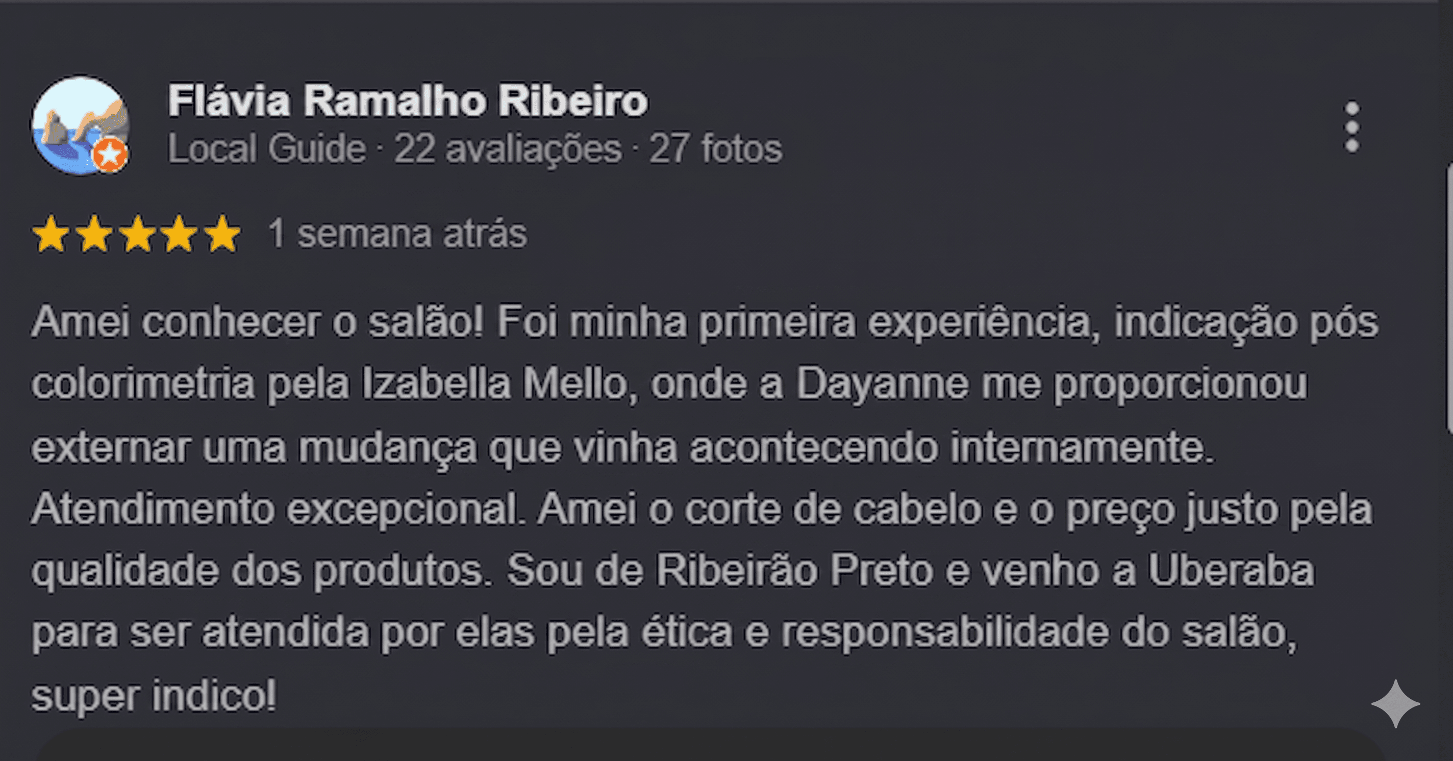Avaliação Google de Flávia Ramalho Ribeiro